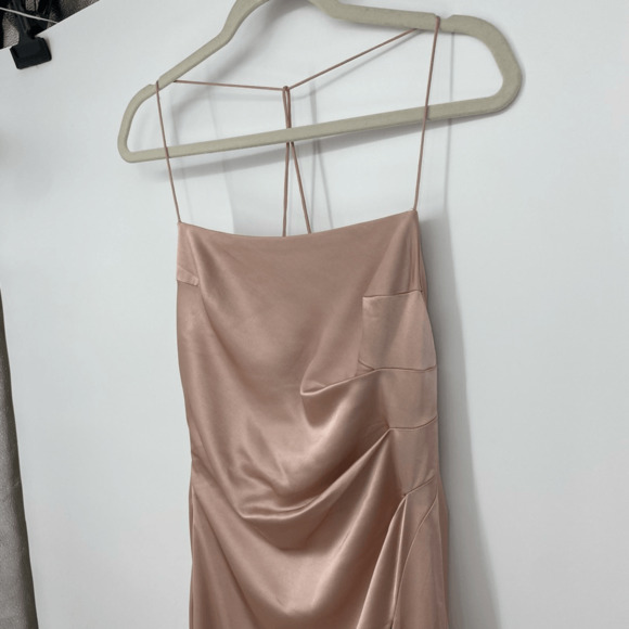 Significant Other Slip Midi Dress Size 4 Asymmetric Hem Cowl Neck Satin Pink - Picture 7 of 12